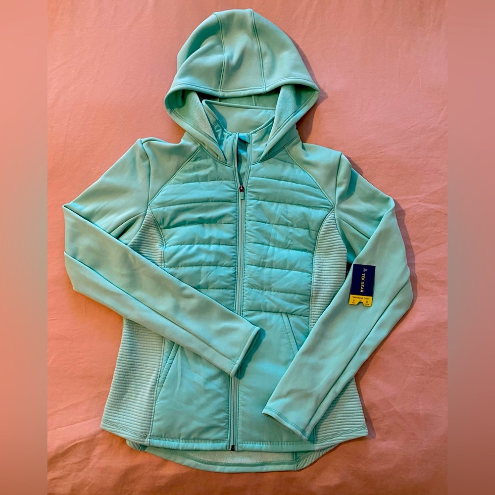 Tek Gear size medium bright mint green zippered hoodie